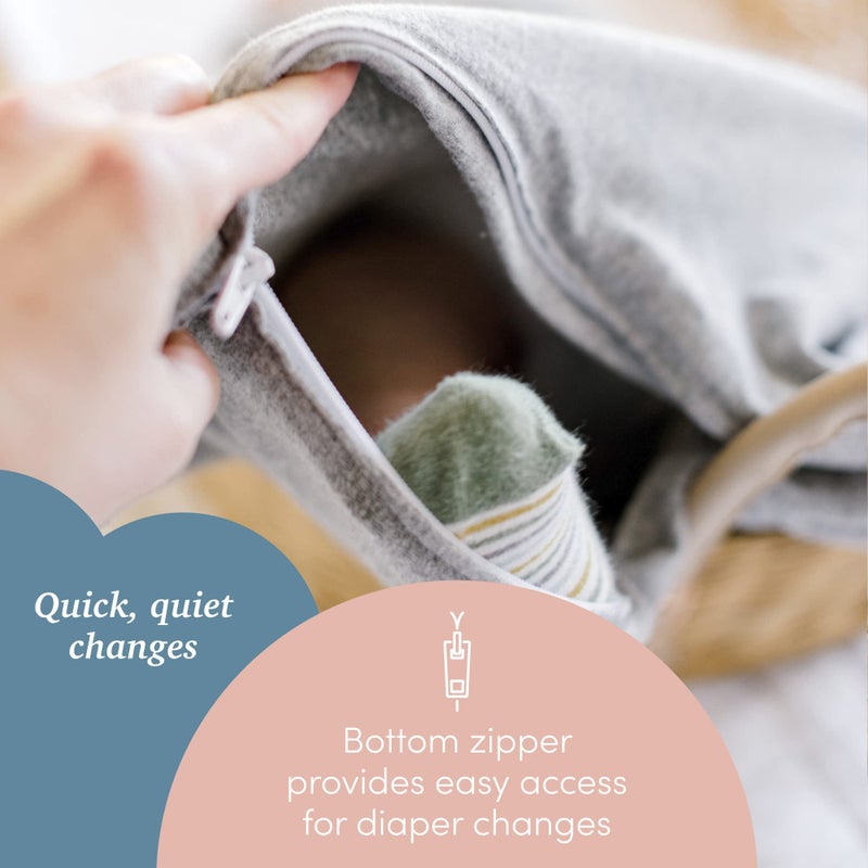 SleepingBaby Zippy Swaddle - Cozy Baby Swaddle Blanket with Convenient Bottom Zipper for Easy Diaper Changes - Heather Grey - Small/Medium - Image 5